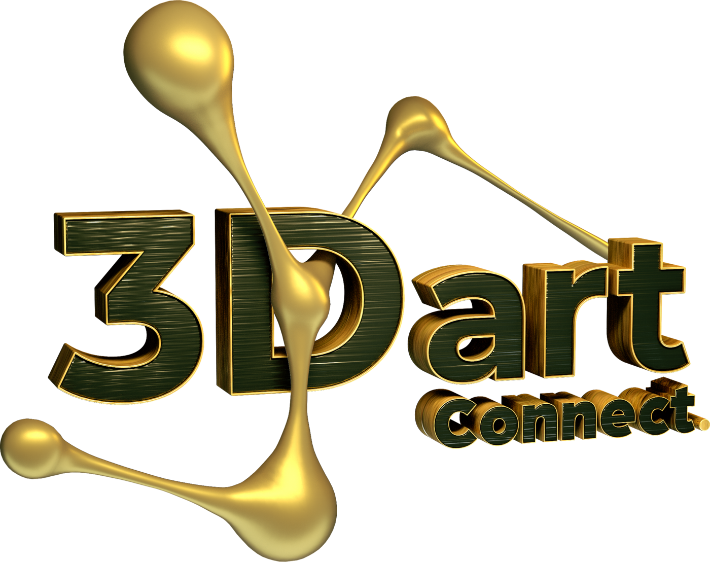 Emblema tridimensional dourado da marca 3D Art Connect